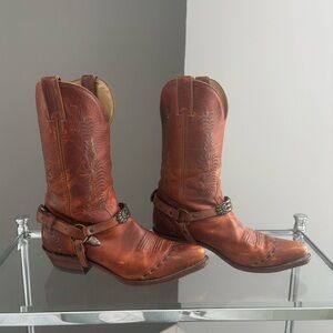Vintage Boulet Embroidered Leather Cowboy Boots | Size 8